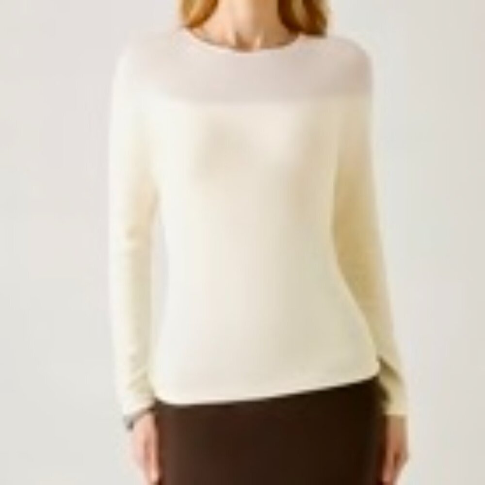 *NWT* Wool Sheer Shoulder Brami Top - Off White - Sz - Large